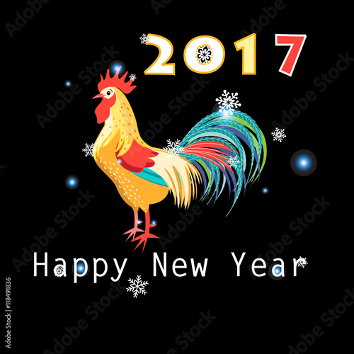 Christmas card with a rooster