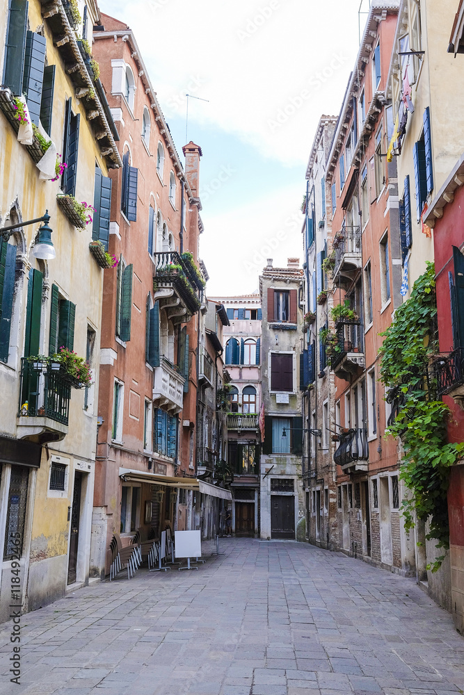 Venice, Italy, June, 21, 2016: street in a center of Venice, Italy