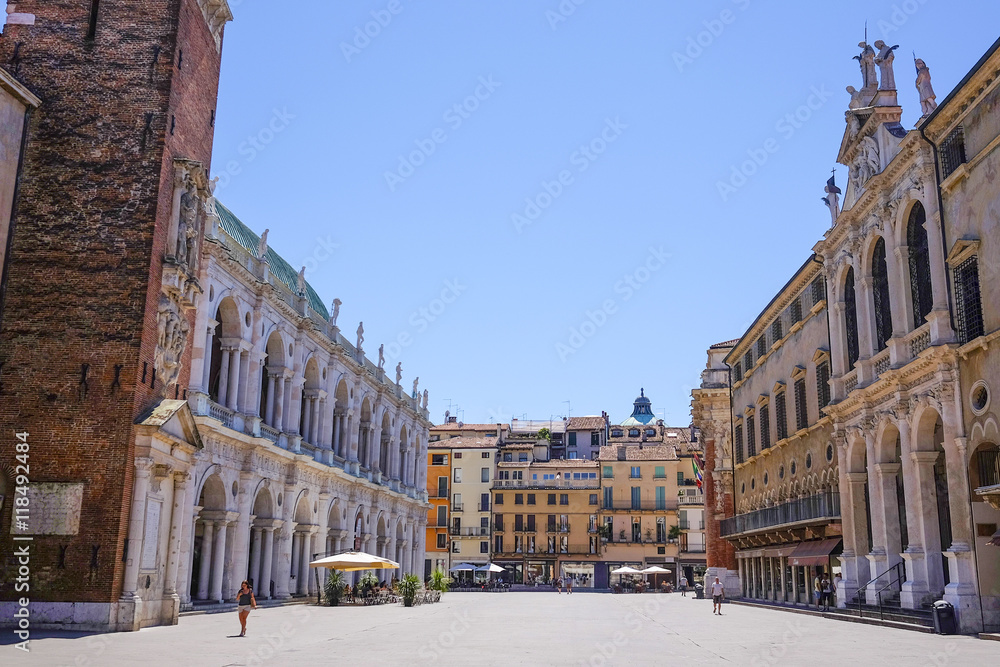 Vicenza, Italy - July, 17, 2016: street in a center of Vicenza, Italy