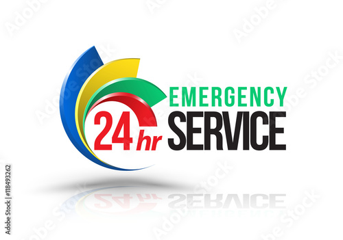 24hr Emergency service logo. Vector illustration.
