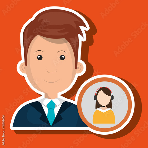 man call center attention vector illustration graphic