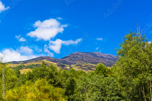 View of the Volcano Etna in a summer day