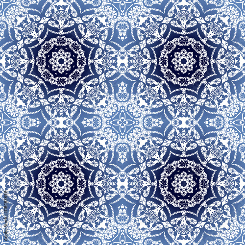 Lace blue seamless pattern, colors elegant print background