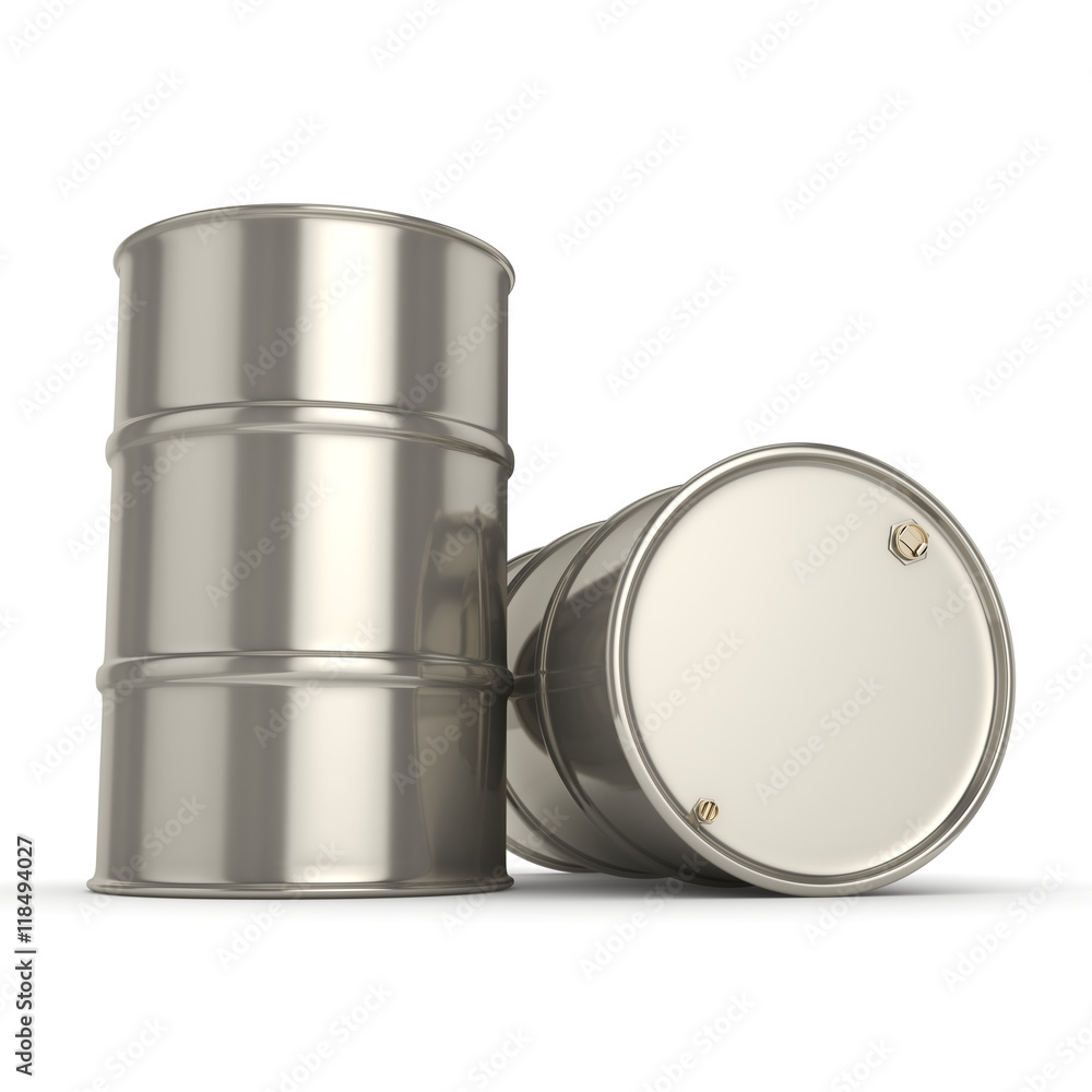 3D rendering Many chrome barrels 3D rendering Many chrome barrels