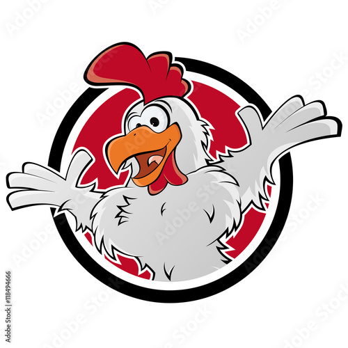 funny chicken in a badge