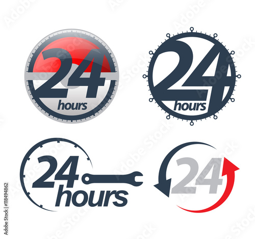 Vector 24 hours icons set. Vector illustration.