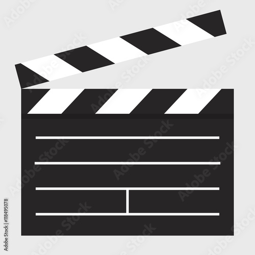 Flat icon clapper board on gray background. Vector illustration.