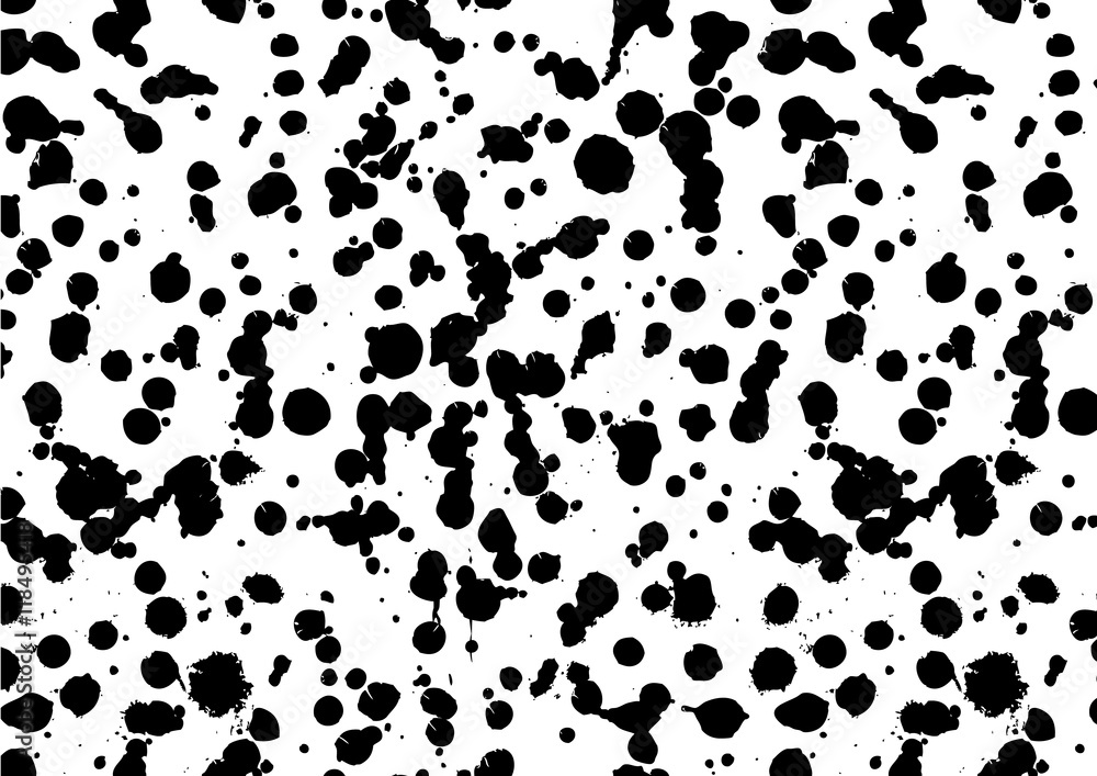 Vector background with watercolor ink blots and brush strokes. Black and white creative artistic pattern. Horizontal orientation.