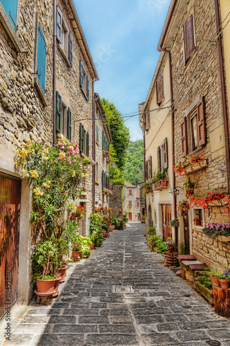 Narrow paved street in the old town in Italy © arbalest