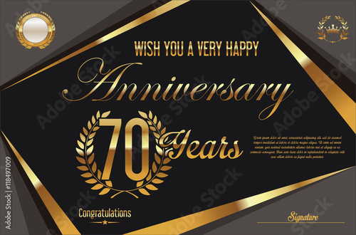 Retro vintage anniversary background 70 years