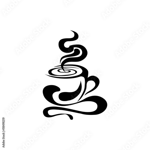 Vector image of a Cup with a hot drink. Tea and coffee making facilities. Abstract couples