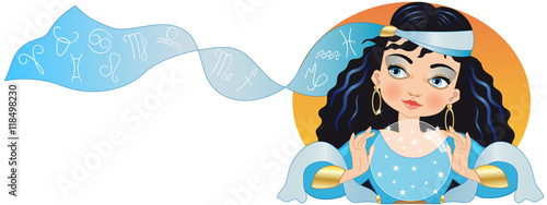 Header with Fortuneteller and Zodiac Signs