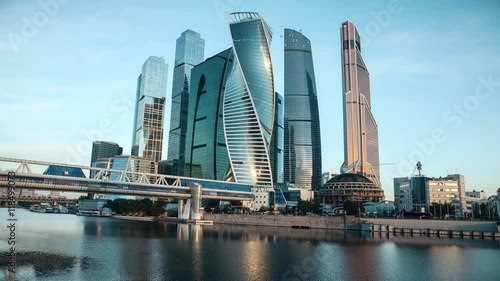 Moscow international business center. Moscow City. Hyperlapse. Timelapse in motion photo