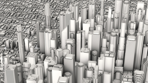 3d aerial city