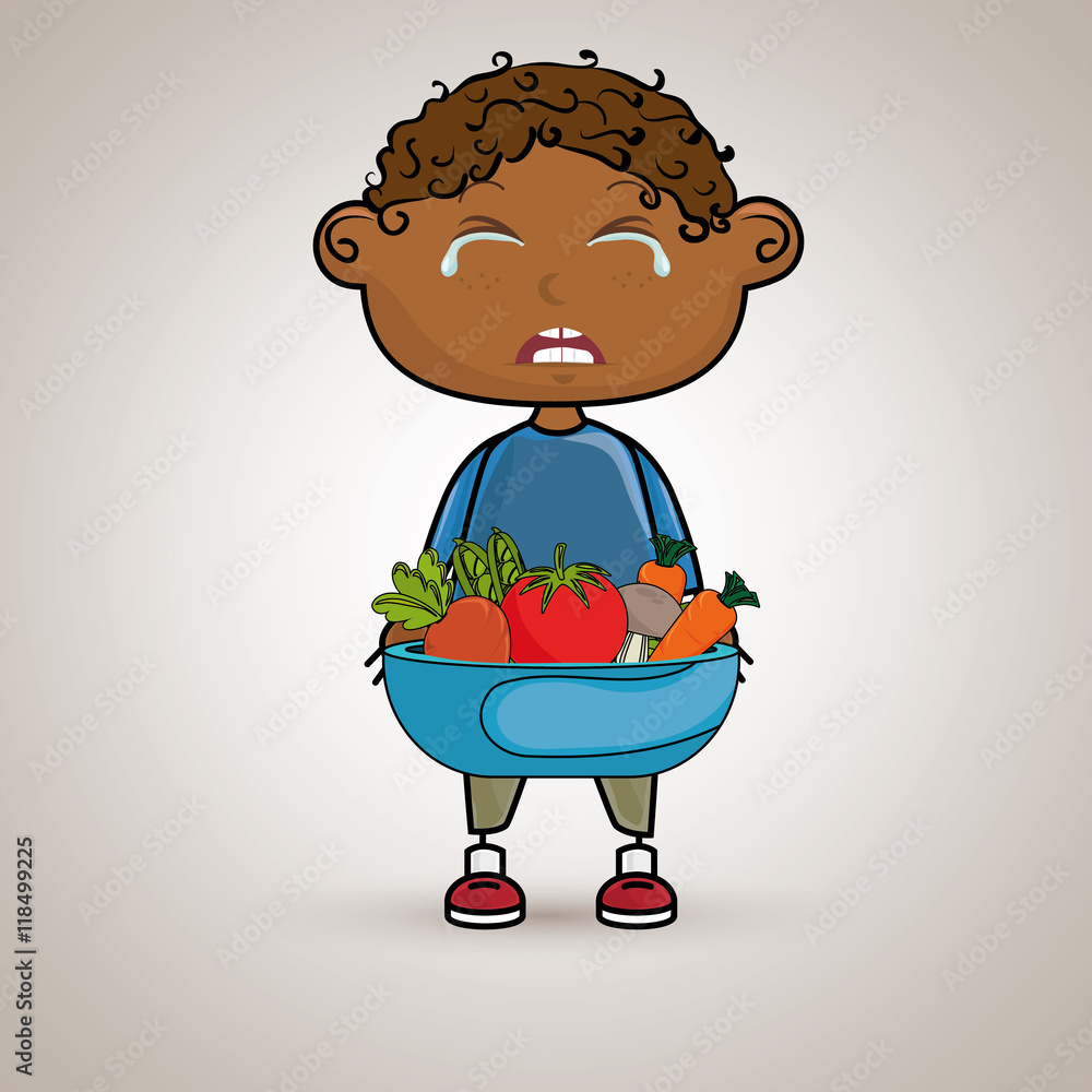 boy cry plate vegetables vector illustration graphic boy cry plate vegetables vector illustration graphic