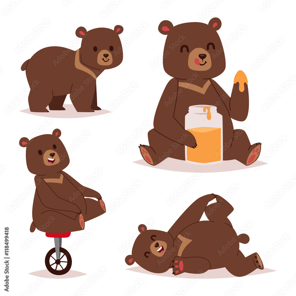 Cartoon bear vector set. Cartoon bear vector set.
