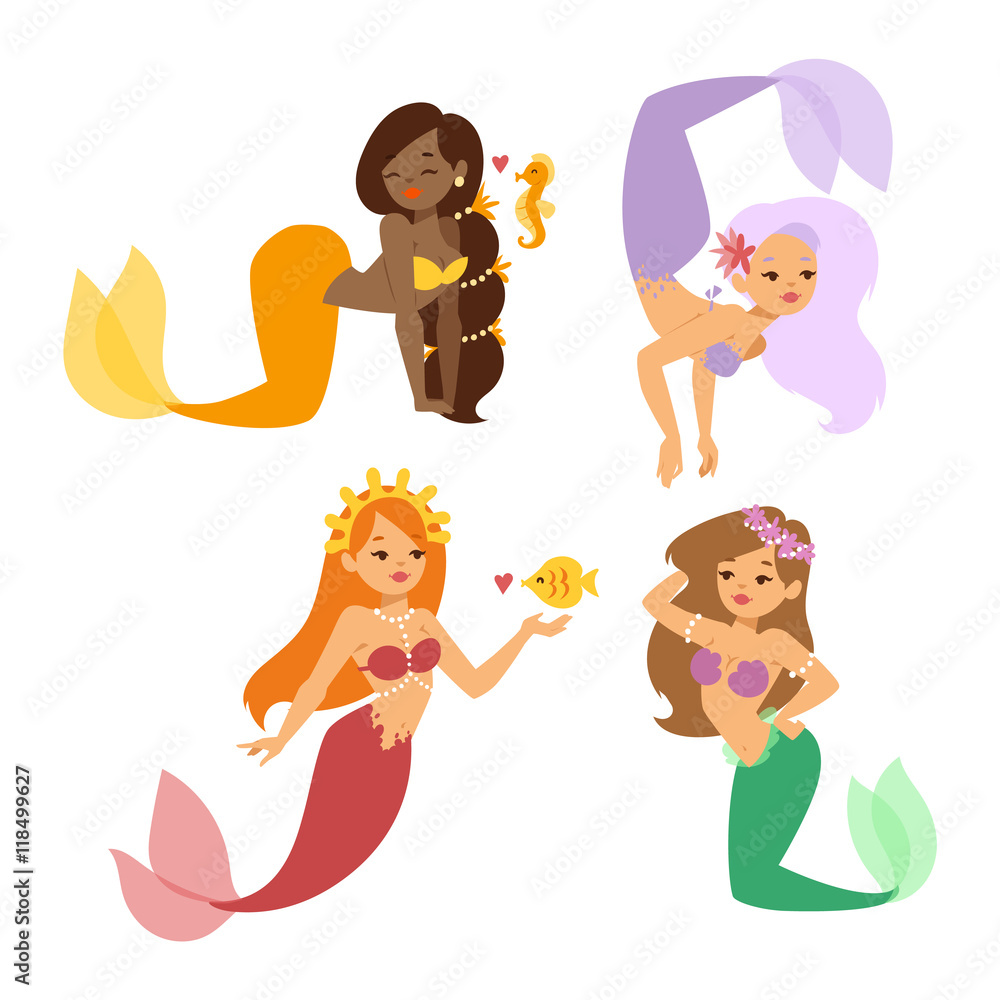 Mermaid nixie character vector illustration Mermaid nixie character vector illustration