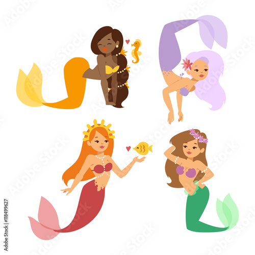 Mermaid nixie character vector illustration