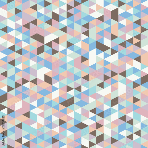 Retro style triangle pattern. Randomly colored triangles, vertical layout. Colors of mother of pearl shell. Abstract geometric vector background.