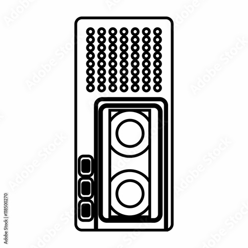 Dictaphone icon in outline style isolated on white background. Sound recording symbol