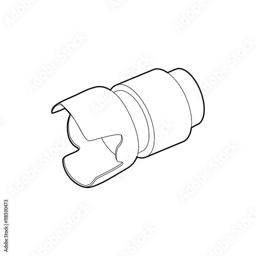 Camera lens icon in outline style isolated on white background. Photography symbol