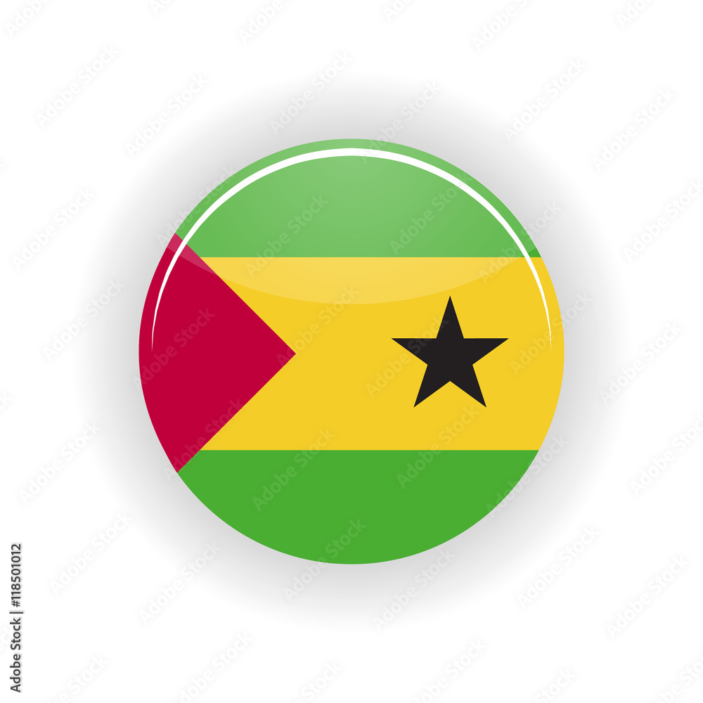 Sao Tome and Principe icon circle isolated on white background. Sao Tome icon vector illustration Sao Tome and Principe icon circle isolated on white background. Sao Tome icon vector illustration