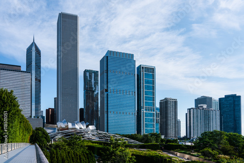Chicago Skyline over Pritzker Pavilion