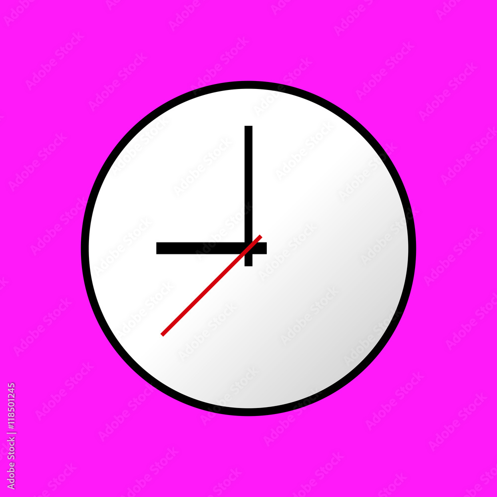 Clock icon, Vector illustration, flat design. Easy to use and edit. EPS10. Pink background Clock icon, Vector illustration, flat design. Easy to use and edit. EPS10. Pink background