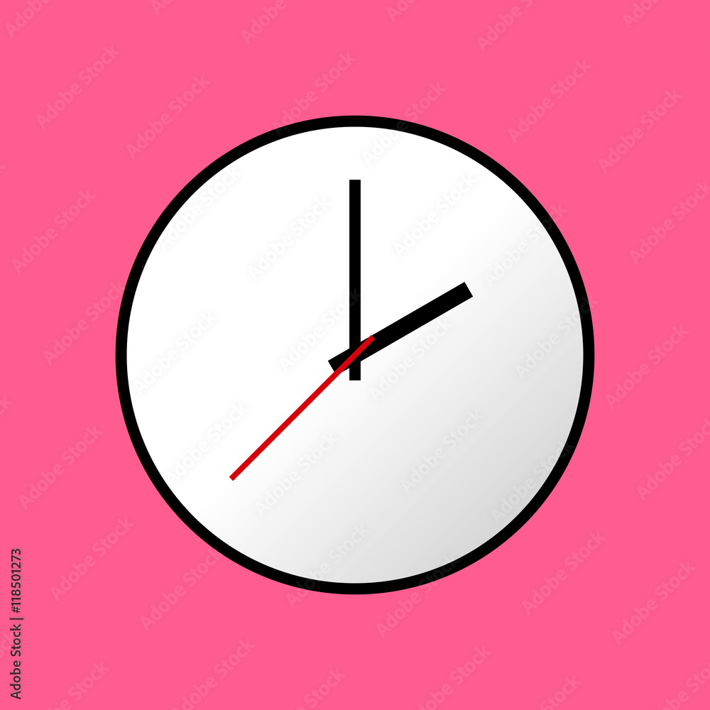 Clock icon, Vector illustration, flat design. Easy to use and edit. EPS10. Pink background Clock icon, Vector illustration, flat design. Easy to use and edit. EPS10. Pink background