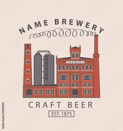 vector banner with the image of the brewery building in retro style