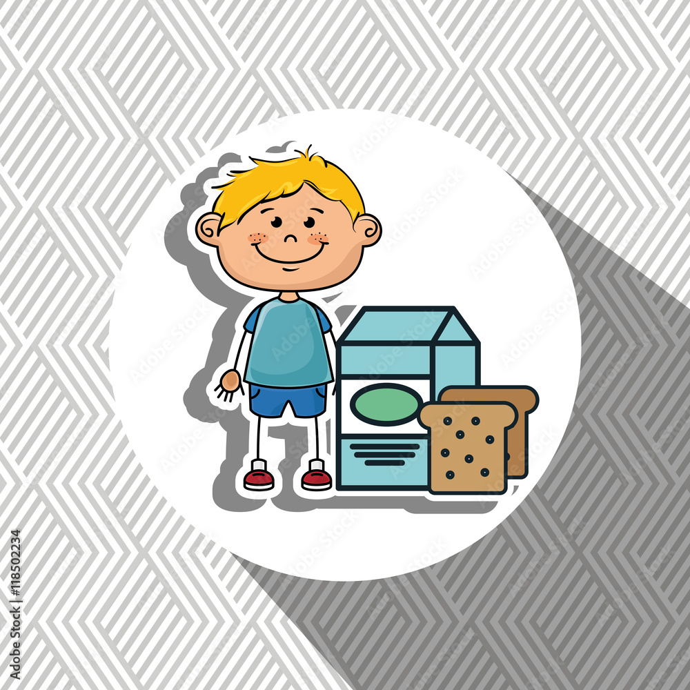 boy milk bread food vector illustration graphic