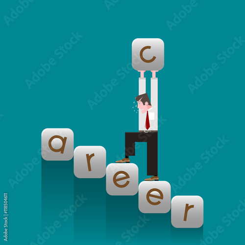 young businessman with a red tie goes way with difficulty to success