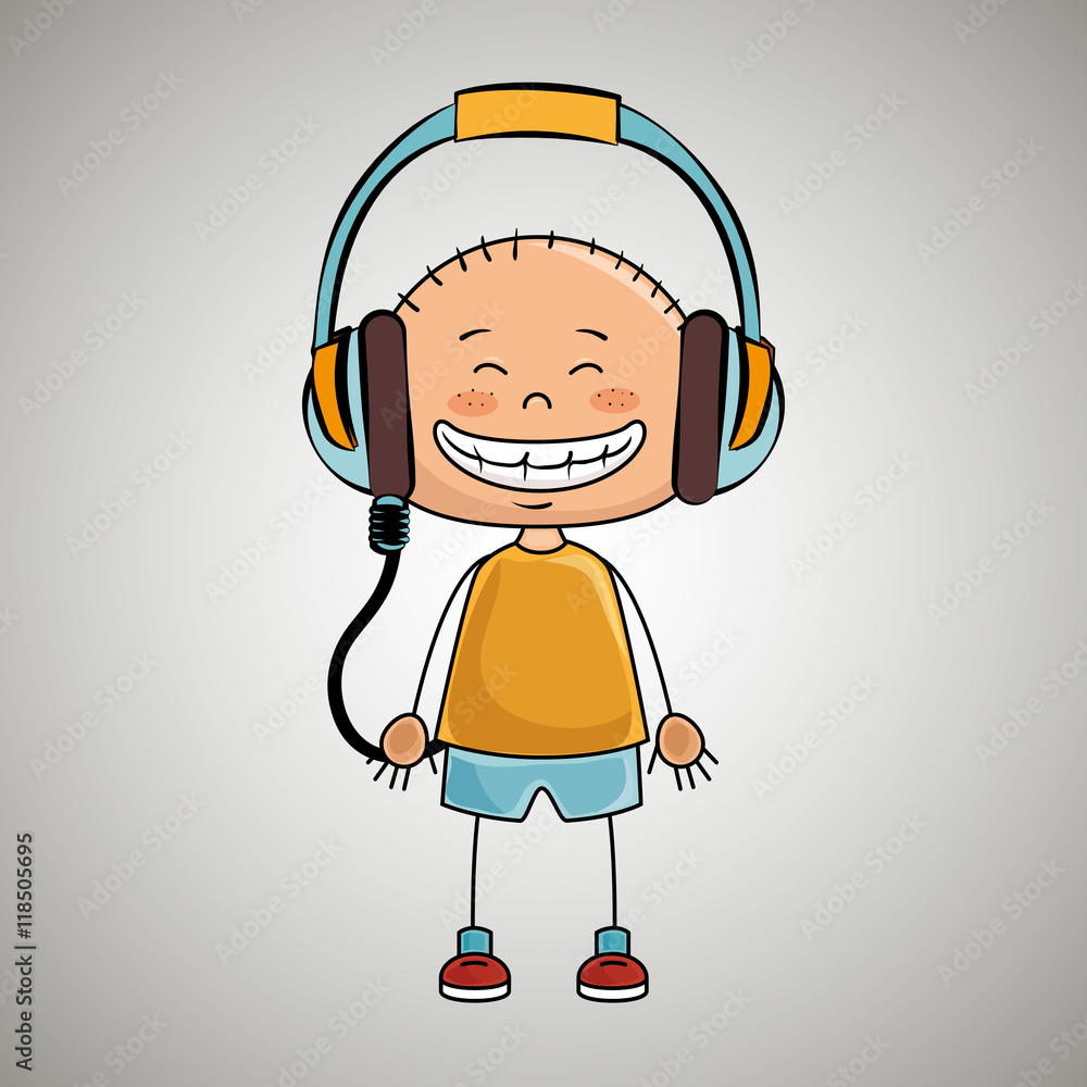 kid headphone music icon vector illustration graphic