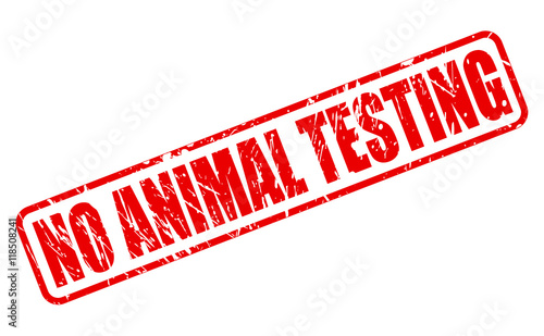 NO ANIMAL TESTING red stamp text