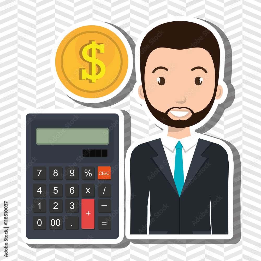 man calculator coins dollar vector illustration graphic man calculator coins dollar vector illustration graphic