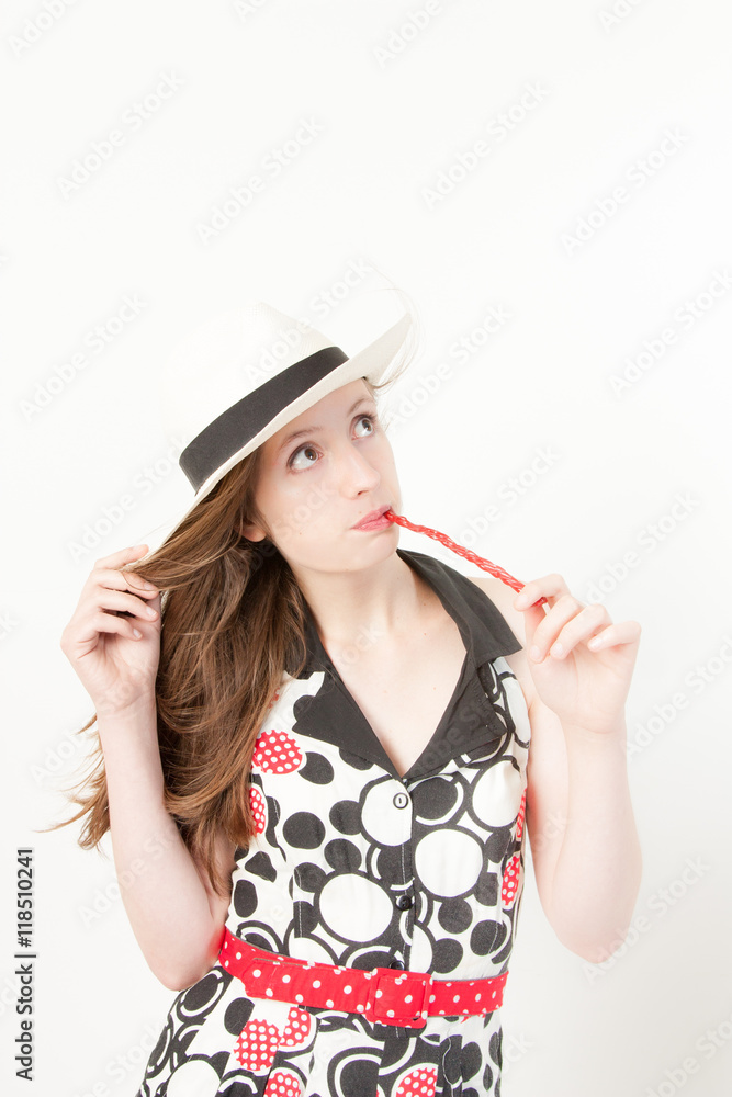 girl with red licorice girl with red licorice
