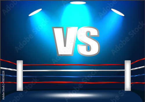 Boxing ring corner with VS icon and 3 spotlight.