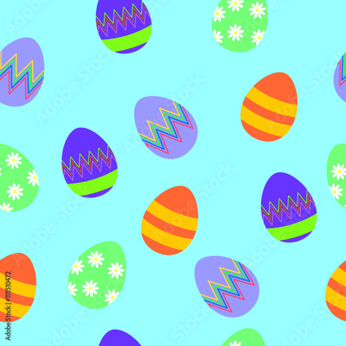 Easter seamless pattern with colorful eggs. Perfect for season greetings, wallpaper, wrapping paper, pattern fills, background and spring holiday greeting card.