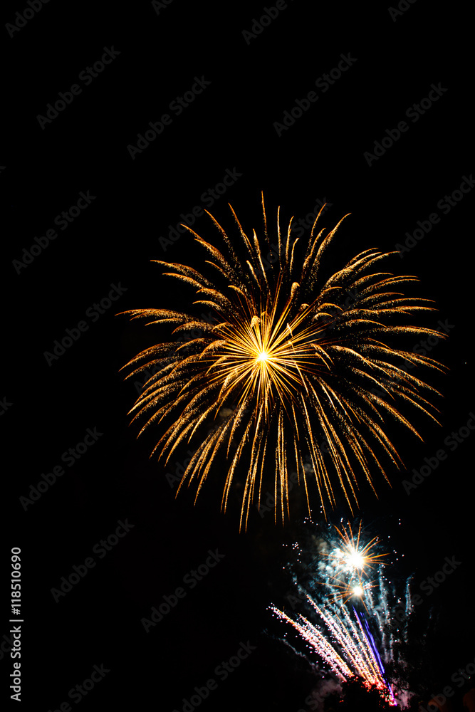 Colorful Fireworks in a Celebrating Night