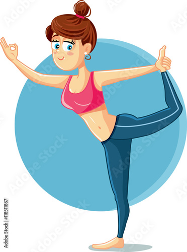 Cute Slim Girl in Yoga Pose Vector Cartoon