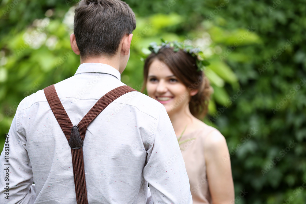 Groomsman with bridesmaid on wedding Groomsman with bridesmaid on wedding