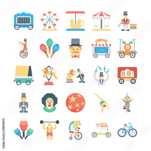 Circus Colored Vector Icons 2