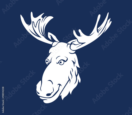 Vector illustration of big horn forest deer silhouette