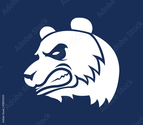 Fototapeta Naklejka Na Ścianę i Meble -  A vector illustration of angry panda head silhouette. 