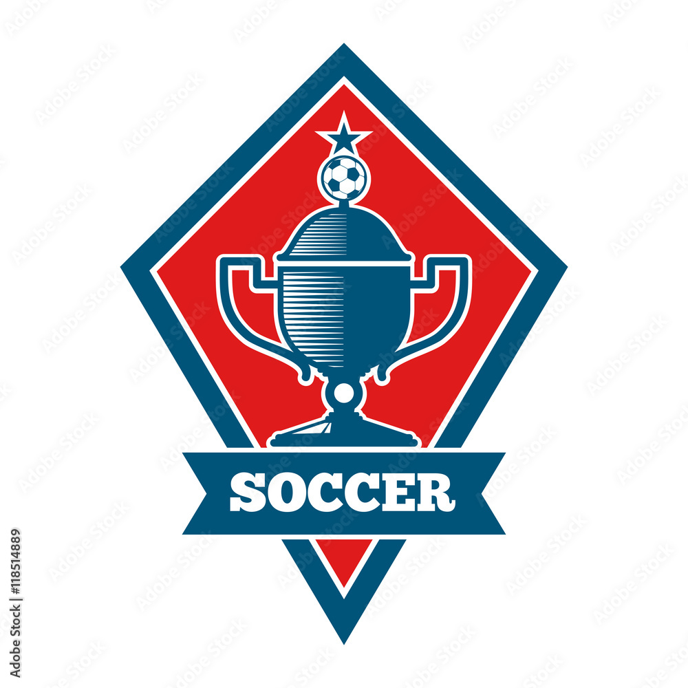 Vector soccer logo, badge, emblem template in red and blue Vector soccer logo, badge, emblem template in red and blue