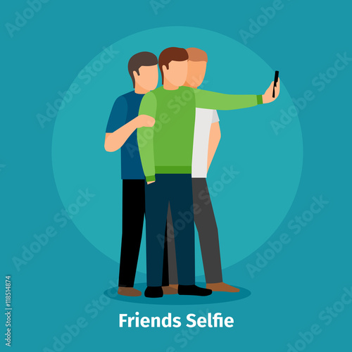 Fashion group selfie view for photo mobile app. Vector illustration