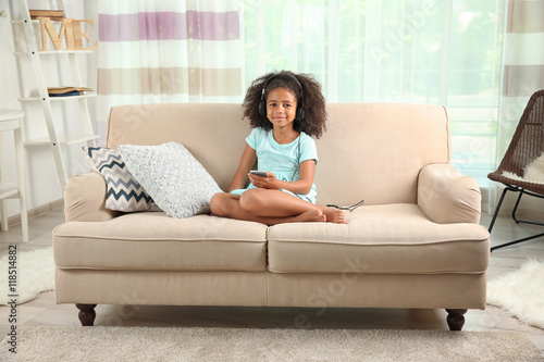 Cute African American girl ...