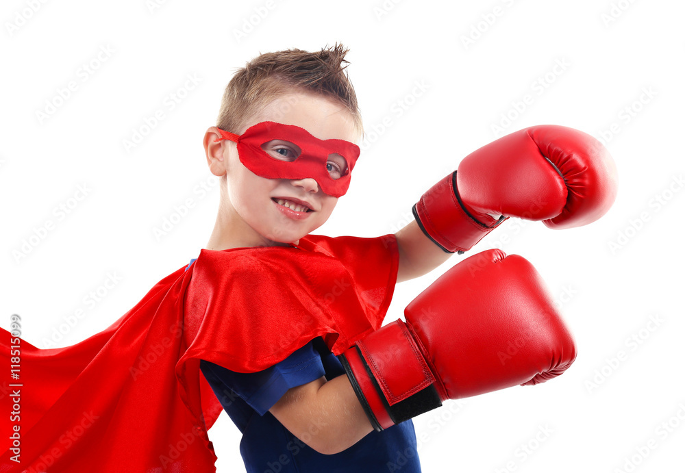 Superhero kid, isolated on white Superhero kid, isolated on white