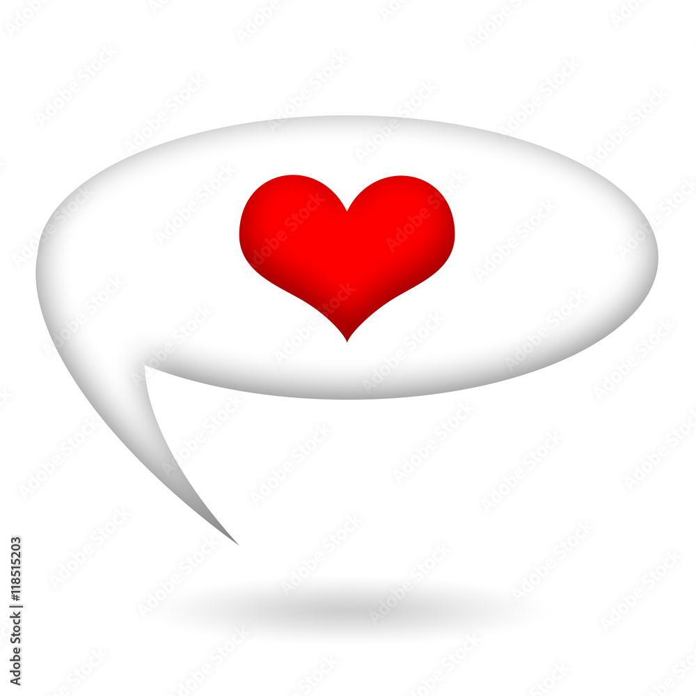 Heart inside speech bubble isolated on white background Heart inside speech bubble isolated on white background