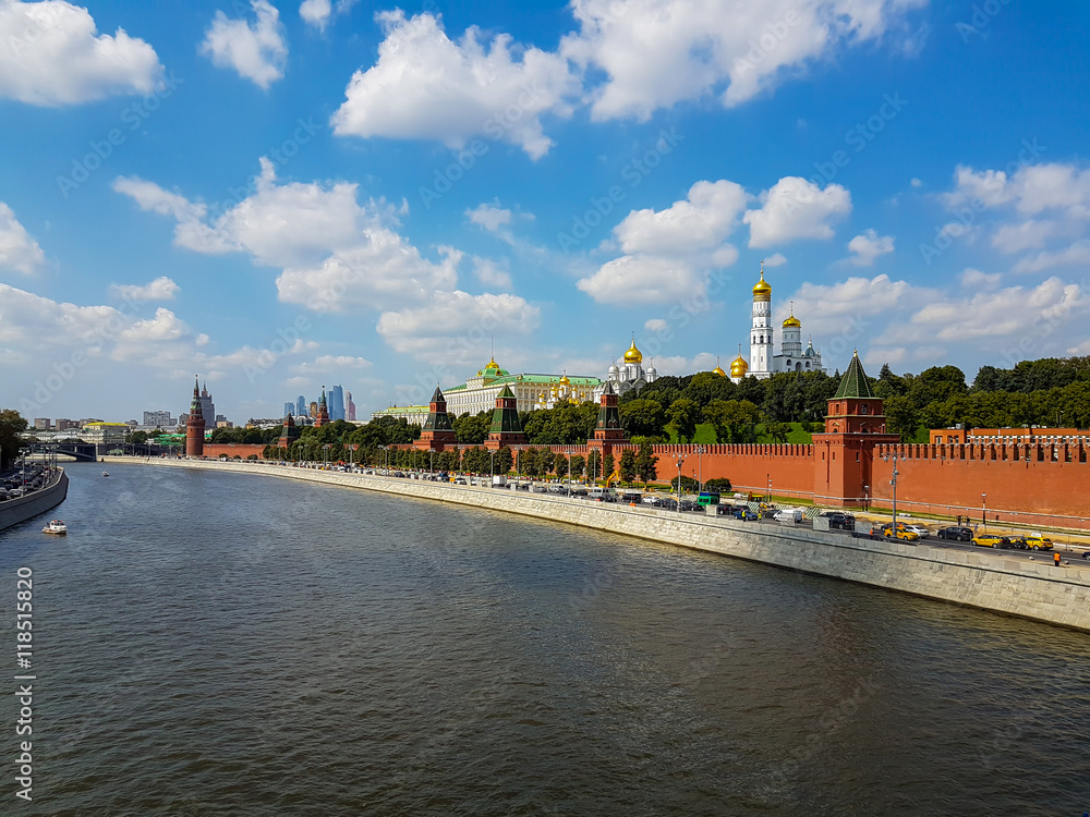 Moscow Kremlin landscape view from the bridge